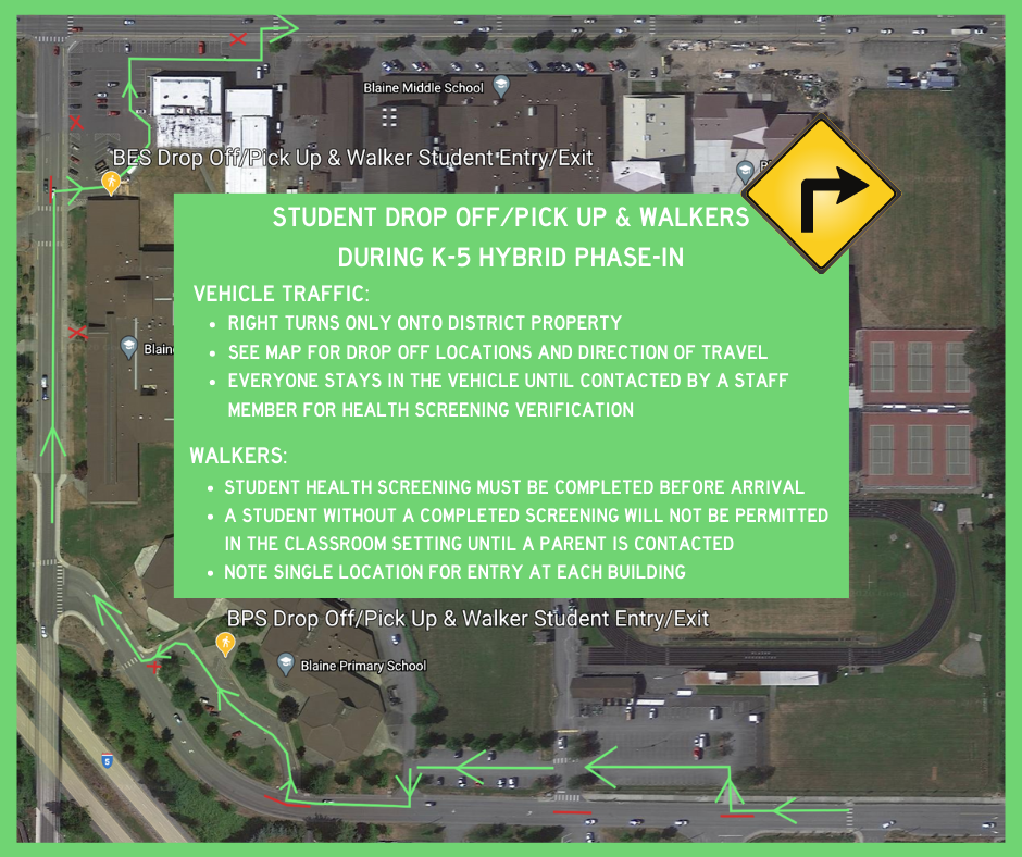 Map of Drop Off and Pick Up for K-5