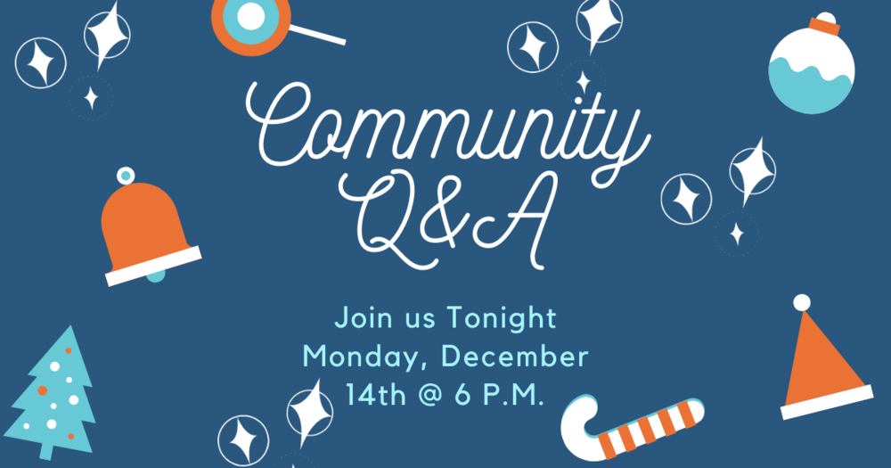 Community Q&A Announcement with holiday decorations