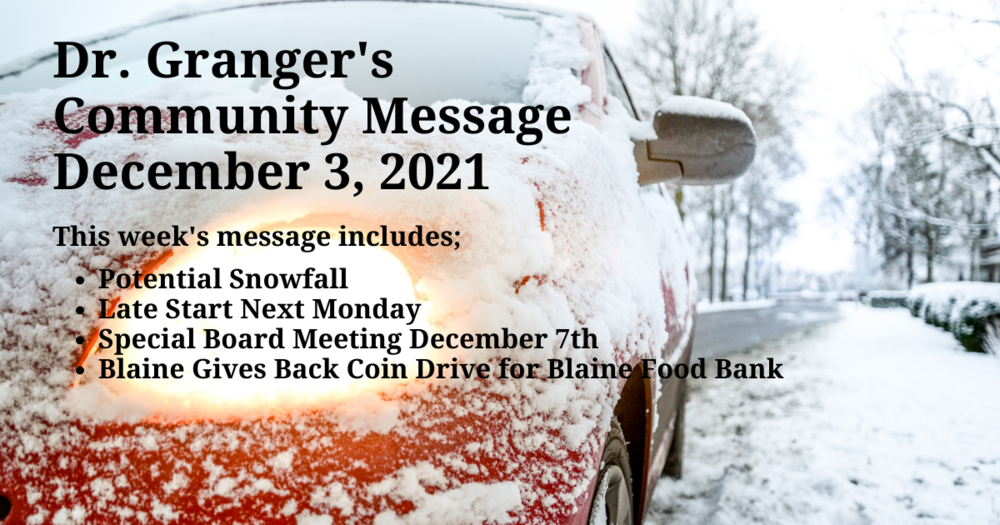 Community Message Dec. 3rd