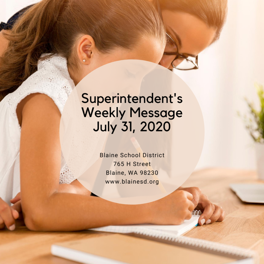 Superintendent's Message July 31, 2020