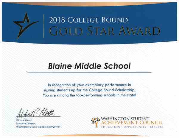 College Bound Gold Star Award