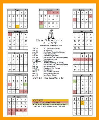 2019-2020 School Calendar 