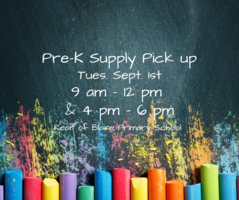 Pre-K Supply Pick Up